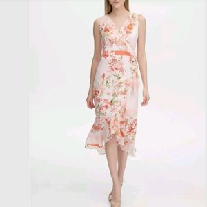 Calvin Klein Floral Print A Line Midi Dress XL.